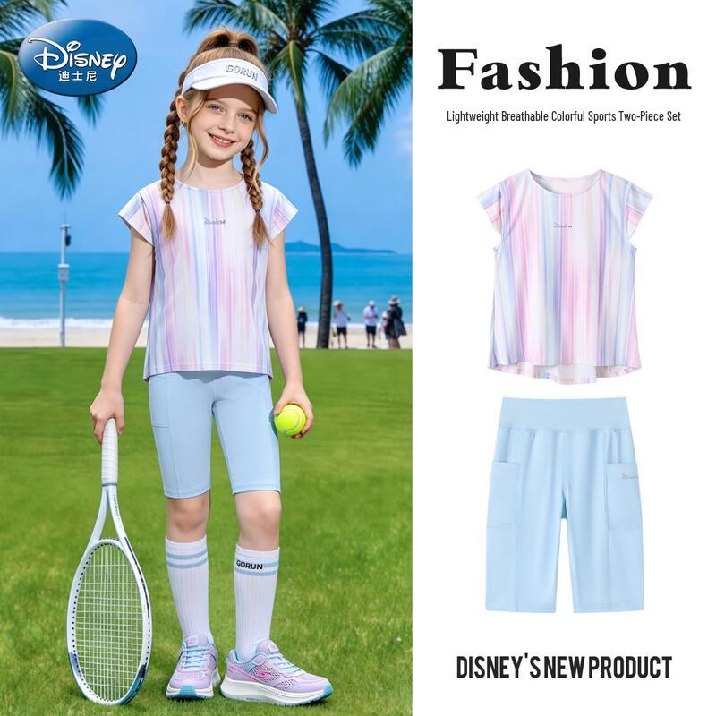 Disney Girls Summer Short-Sleeve Top and Cycling Shorts Set 150
