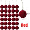 30/6pcs Flocked Christmas Hanging Balls Ornaments Xmas Tree Pendents Velvet Ball Wedding New Year Party Romantic Decoration