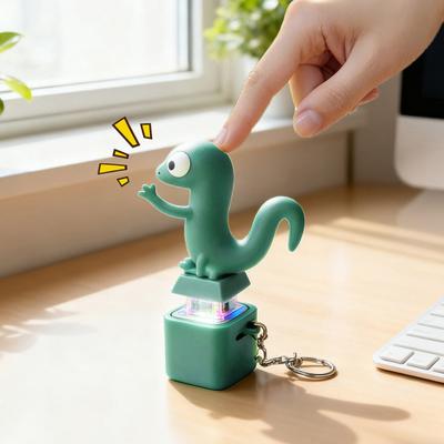 Lizard Button Keychain Decompression Toys Funny Lizard Sounds And Flash Effects Rechargeable Portable Stress Relief Fidget Toy for All Ages