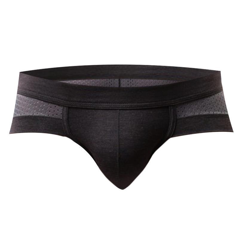 Men's Low-Rise Sexy Breathable Modal Mesh Briefs - Red, Large Size