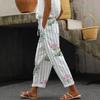 Women's Colorful Striped Wide Leg Pants with Drawstring Waist