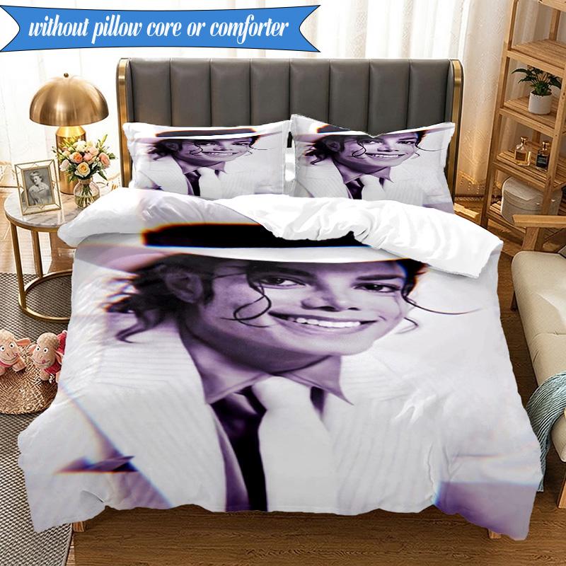 Metallic Hair Style Michael Muisc 3pcs K-pop Music Group Bedding set,Ideal for Bedroom, Dormitory,Including Duvet Cover And 2pcs Pillowcases,Fan Gift