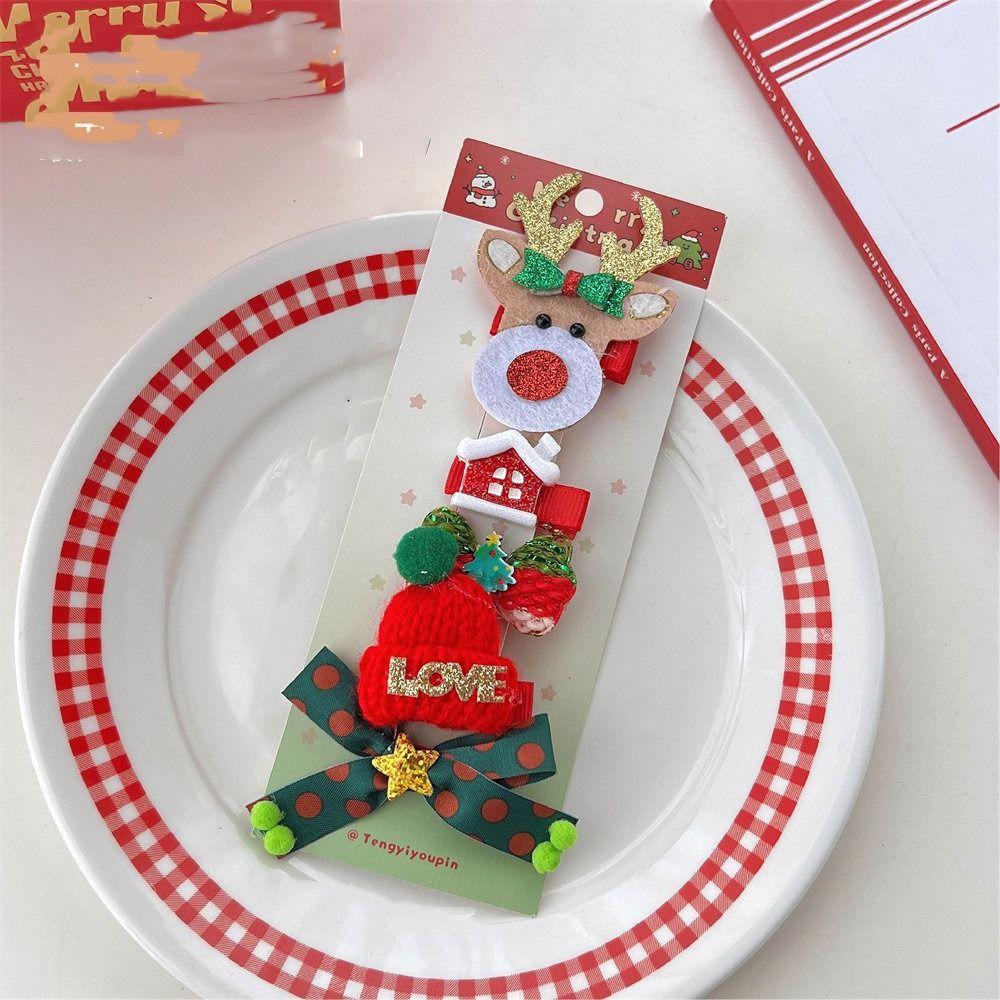 

Веселый рождественский декор Рождественский набор заколок для волос Детская заколка-бантик с рогом оленя Детская B