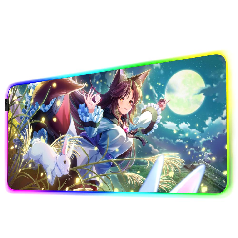 imaizumi kagerou Mouse Pad RGB Gaming Mousepad Big LED Pad PC Desk Mat Luminous Mouse Pad Large Keyboard Mats Table Rug With