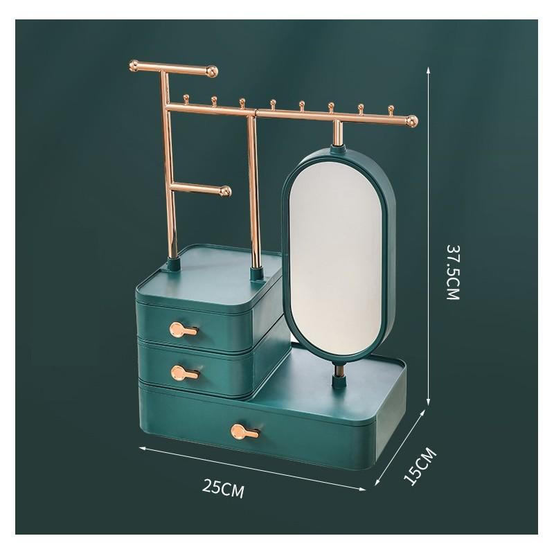 Schmuck-Organizer Schränkchen mit Spiegel Schubladen Schatulle Köfferchen