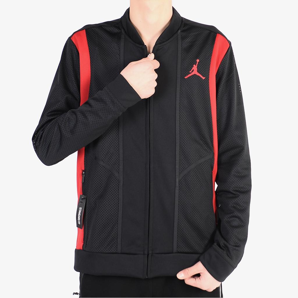 Jordan Spliced Stand Collar Zip Jacket With Brand Logo Print Men Jacket Black 931835-011