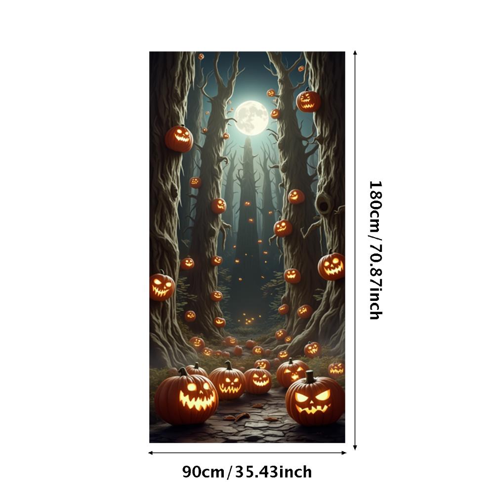 Jack O Lantern Banner Starry Sky Forest Theme Banner Pumpkin Banner Halloween Theme Spooky Decoration For Autumn Celebration
