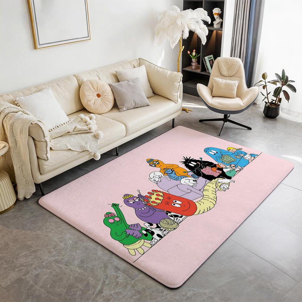 Tappetino da Pavimento Ecologico Barbapapa Cartone Animato - Zerbino in Flanella Antiscivolo Inodore Tappeto da Interni Morbido a Pelo Corto Tappetino per la Casa