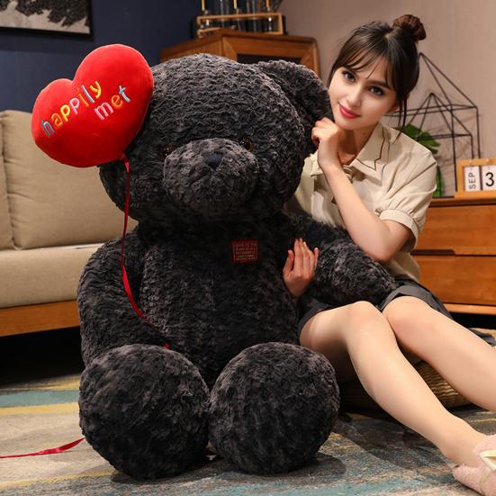 Large Teddy Bear Plush Giant Stuffed Animal Soft Cuddly Toy Huggable Heart-shaped Bear Plushie for Girlfriend Valentine's Day Gift