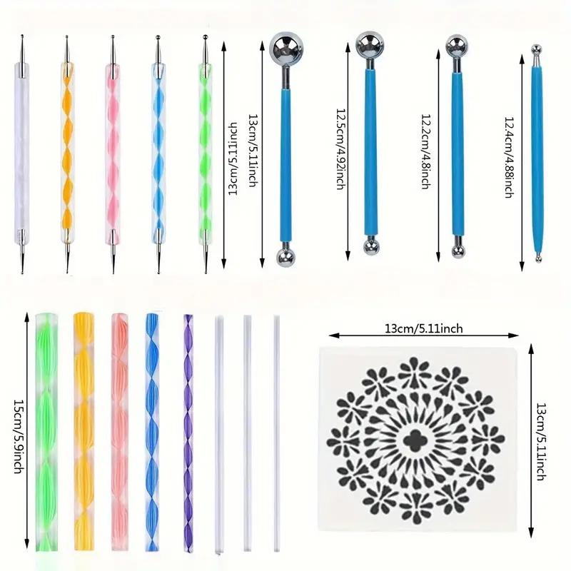 19PCS Mandala Dotting Tools Set With A Zipper Storage Bag Stencil Ball Stylus Paint Tray Set Perfect For Painting Rocks Mandala