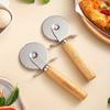 Premium Stainless Steel Pizza Cutter Wheel with Ergonomic Wooden Handle - Smooth Rolling Blade for Effortless Slicing of Pizza and Bread,
