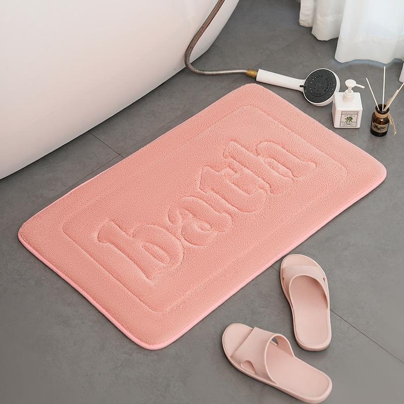1PC Imitation Cashmere Floor Mat Bathroom Bathroom Coral Fleece Absorbent Carpet Embroidery Kitchen Living Room Floor Mat