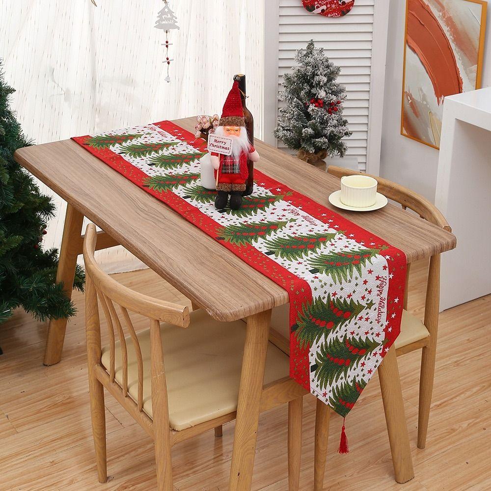 Snowman Printed Christmas Table Runner Long Santa Claus Tablecloth Xmas Desktop Decoration  Event