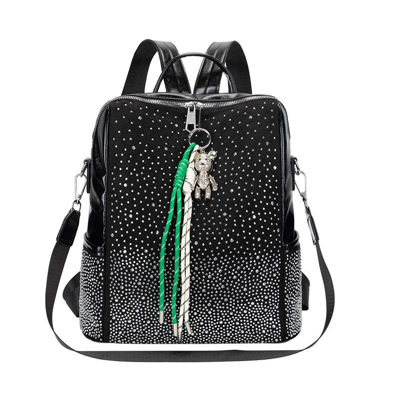 

Рюкзак с горным хрусталем большой емкости, многофункциональная сумка через плечо, школьная сумка для студента чёрный