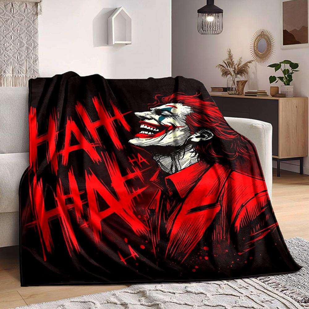 1pc Joker Laugh Flannel Throw Blanket Lightweight Soft Warm All Season Blanket for Sofa, Bed, Travel,L1028103