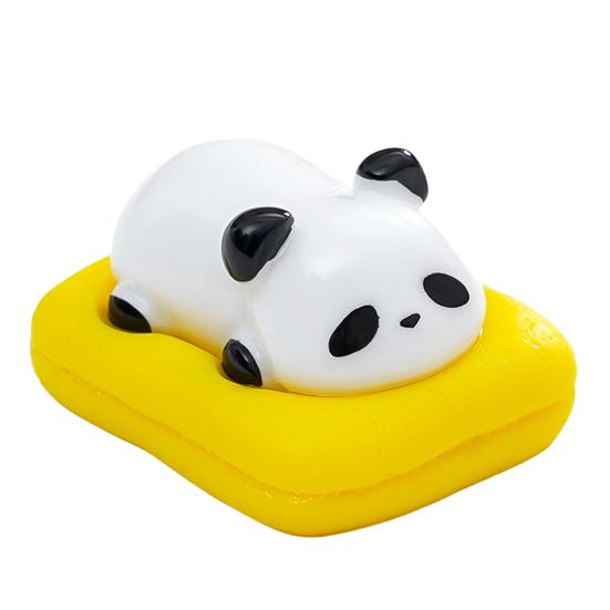 3 Pcs Mini Sleeping Animal on Pad Figurines Cute Miniature Kitten Panda Elephant Capybara Sculpture for DIY Crafts Dollhouse Car Interior Office Desk