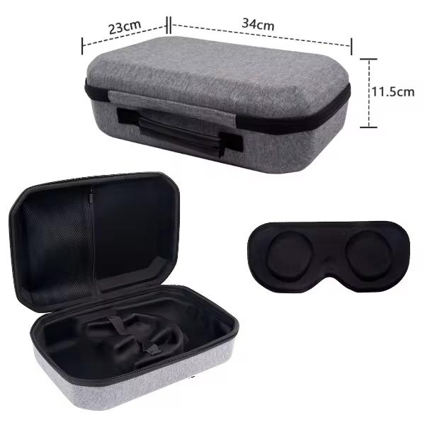 Carrying Case with Lens Cover Waterproof Hardshell Case Shockproof Mesh Pocket for Meta Quest 3 VR Headset Game Controller