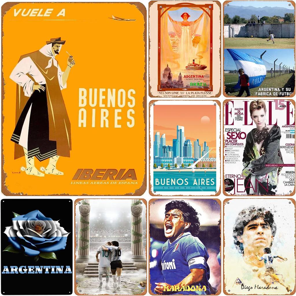 Metal Tin Sign Argentina Buenos Aires Wall Decoration Plaque Vintage Poster Iron Painting for Man Cave Home Cafe Garden Club Bar