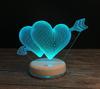 New Custom Crystal Laser Color Changing Christmas Holiday Heart Shape love 3D Table Light Wedding Led Gift Set
