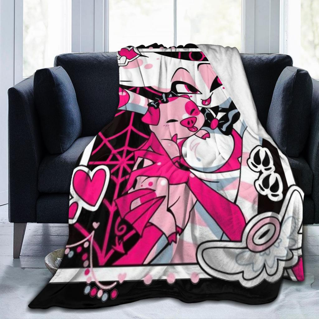 Angel Dusts and Fat Nugget Selfie Hazbins Hotels Blanket Fleece Autumn  Breathable Warm Throw Blanket for Bedding Outdoor Quilt