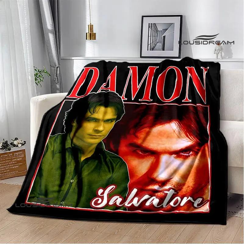 The Vampire Diaries Damon salvatore Blanket Flange Warm blanket Home travel blanket bed linings blankets for beds birthday gift
