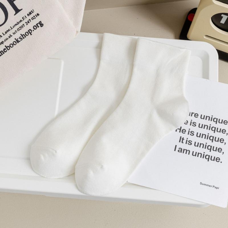 Solid Color Postpartum Socks for Women, Mid-calf Socks for Spring and Summer, Simple Women's Socks