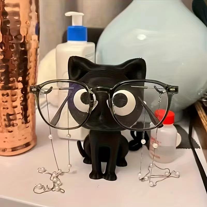 3D Printed Cat Glasses Holder  Eyeglass Stand With Sitting Kitten Pose Adorable Desk Organizer For Home Office Room Decor