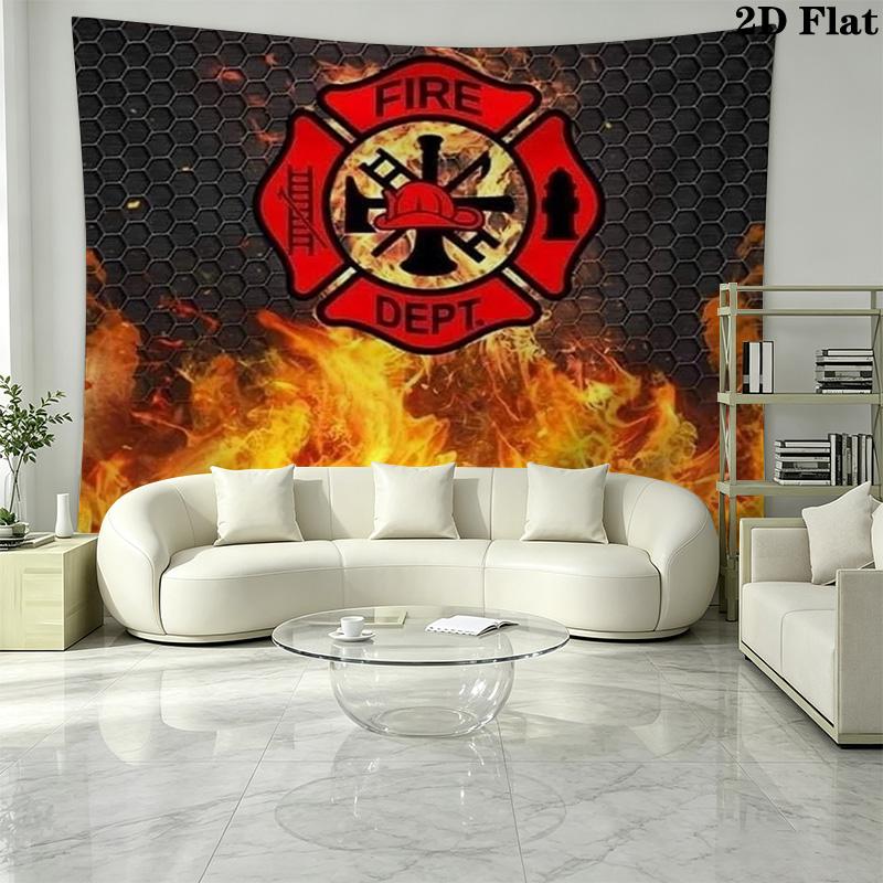 Firefighter Wall Tapestry Aesthetic Wall Hanging Printed Fabric Blanket Decorative Tapestries for Bedroom Living Room Home Decor