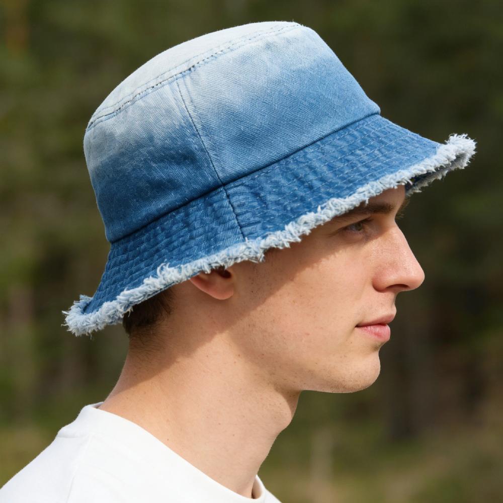 Nuovo Cappello a Secchiello in Denim Casual Unisex con Bordo Sfilacciato Cappelli da Sole in Cotone Lavato Vintage per Uomo Donna Streetwear Cappello Berretto