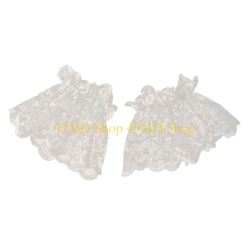 49MD Women Wrist Cuffs Detachable Lace Brim Sleeve Cuffs for Winter Autumn