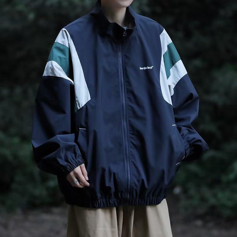 Herren Retro Japanischer Stil Bergjacke, Lockerer Schnitt, Trendiger Outdoor Stehkragen.