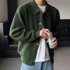Cardigan polo en maille épaisse pour homme - Pull décontracté ample à revers Automne/Hiver