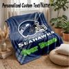 Seattle Seahawks Custom Flannel Throw Blanket Print Your Name Text Soft Warm Blanket Holiday Present