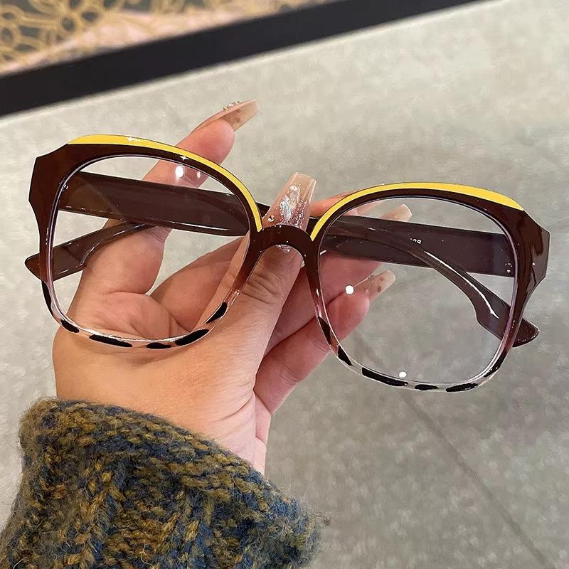 Fashion Large Frame Square Anti Blue Light Glasses Men Women Europe and America Piece Together Color Eyeglasses