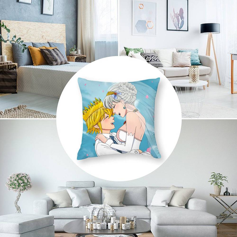 Hot Anime The Seven Deadly Sins Pillow Case 3D Print Polyester Fiber 40*40cm Home Sofa Throw Decoration Festival Gift