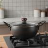 Hand Hammered Iron Pot Gas and Induction Compatible Uncoated Double Handle Stewpot Physical Non