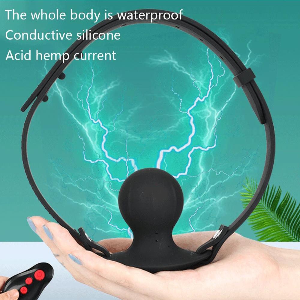 Remote Control Electric Mouth Ball Clip Bondage Mouth Gag Vibrator Mouth Restraint Gag Ball BDSM Slave Bondage Open Mouth Sex Ball Harness Strap Gag