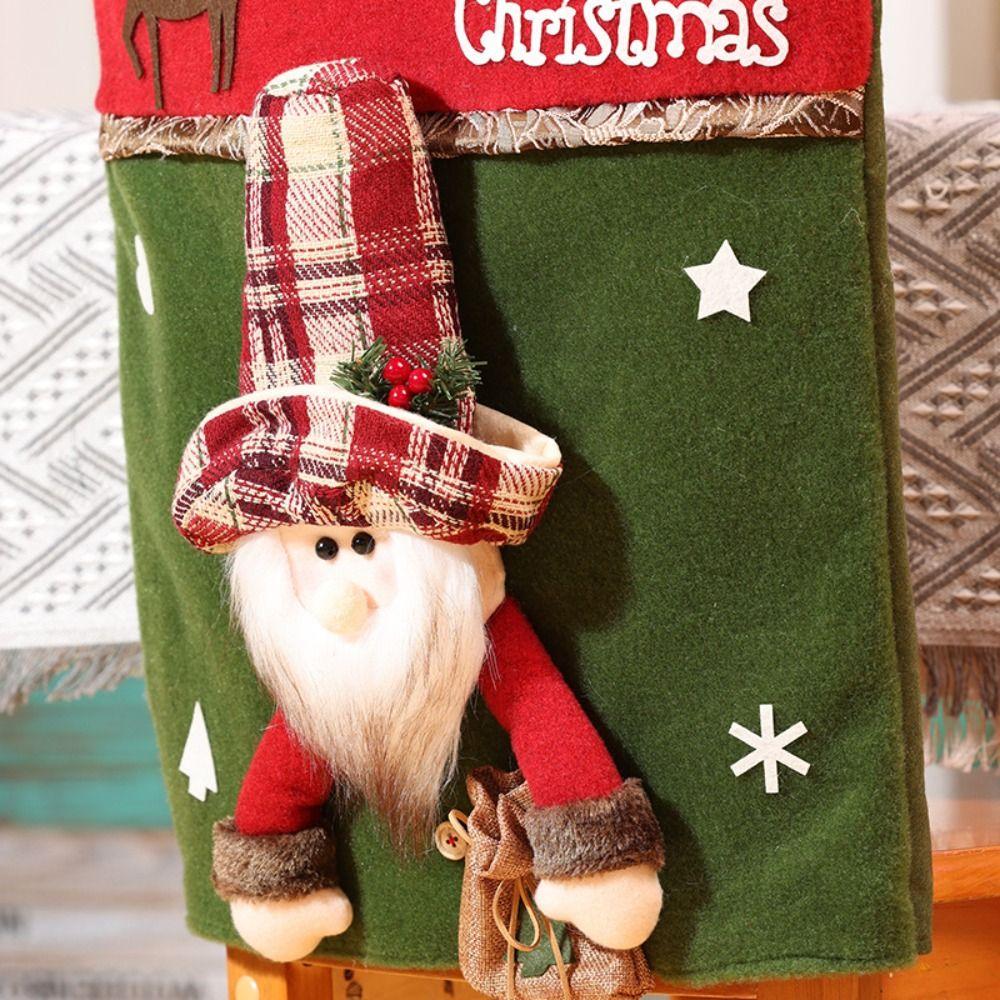 Santa Claus Snowman Elk Christmas Table and Chair Set Removable Seat Cover  Scene Layout