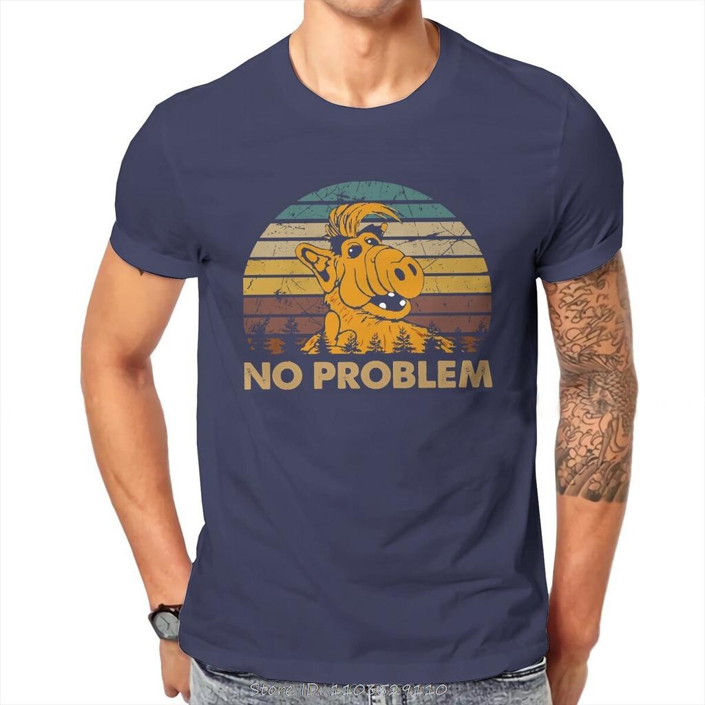 No Problem Hipster TShirt ALF The Animated Series Men Harajuku Fabric Streetwear T Shirt Fashion Oneck Oversized Tshirt Tops