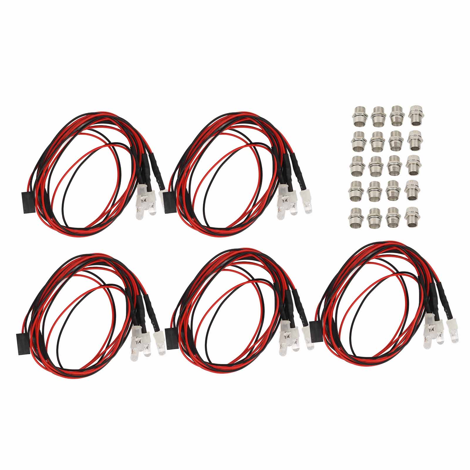 

5PCS RC Lights Kit 7.4V 5mm 2 Blue 2 Green LEDs Silicone Wire RC Light Accessory for Traxxas for