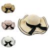 Bow-embellished Straw Sun Hat With Wide Brim For Women's Outdoor Activities And Travel