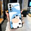 Cartoon Cow Phone Case For Samsung A25 A13 A33 5G A54 A36 A35 A56 A52 A14 Shockproof Soft Cover