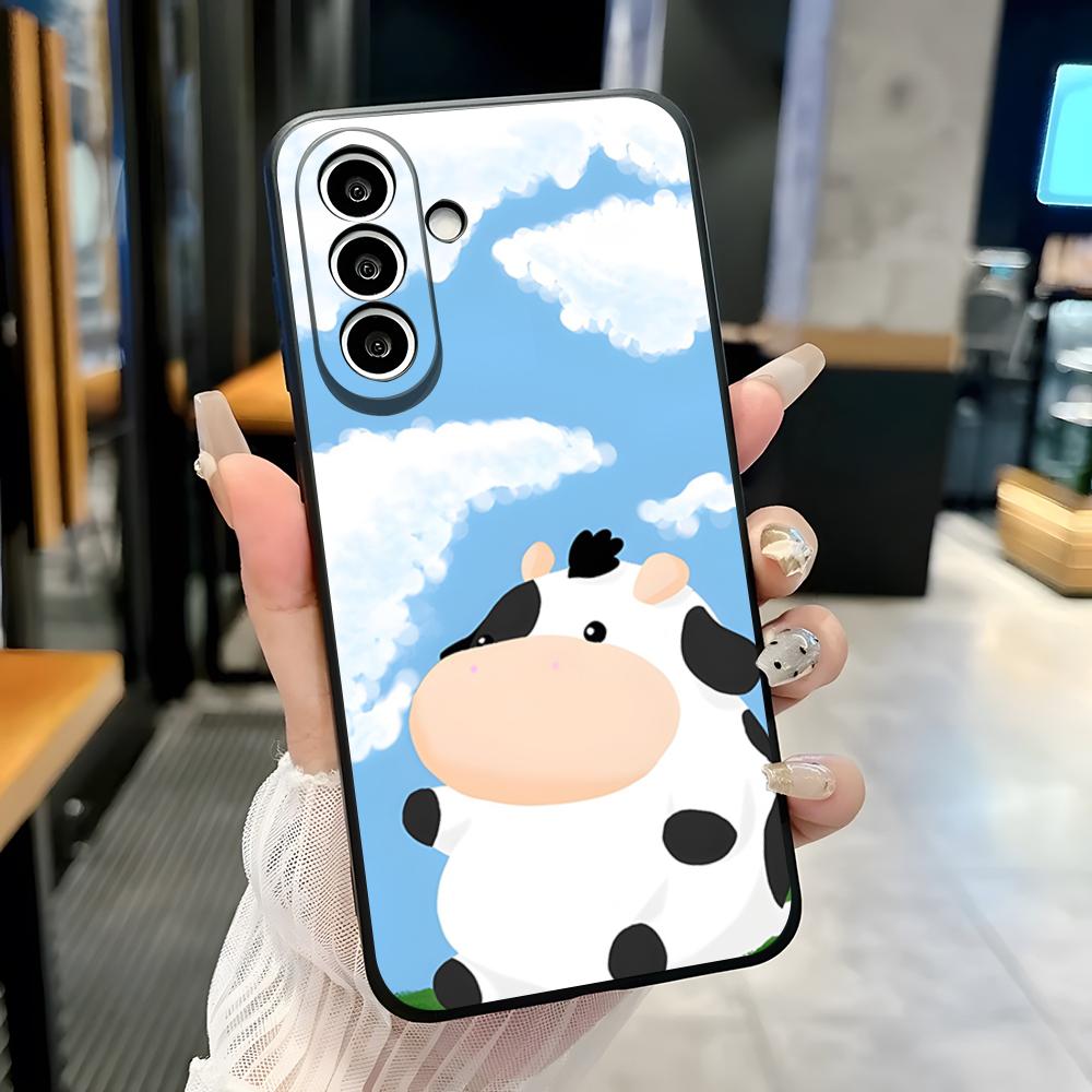 Cartoon Cow Phone Case For Samsung A25 A13 A33 5G A54 A36 A35 A56 A52 A14 Shockproof Soft Cover