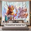 Highland Cow (185) Theme Personalized Tapestry Custom Name Text Wall Hanging Tapestry Home Background Decoration