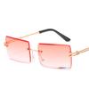 Rimless Rectangle Sun Glasses For Stylish Women And Men In Fashionable Brown Shades