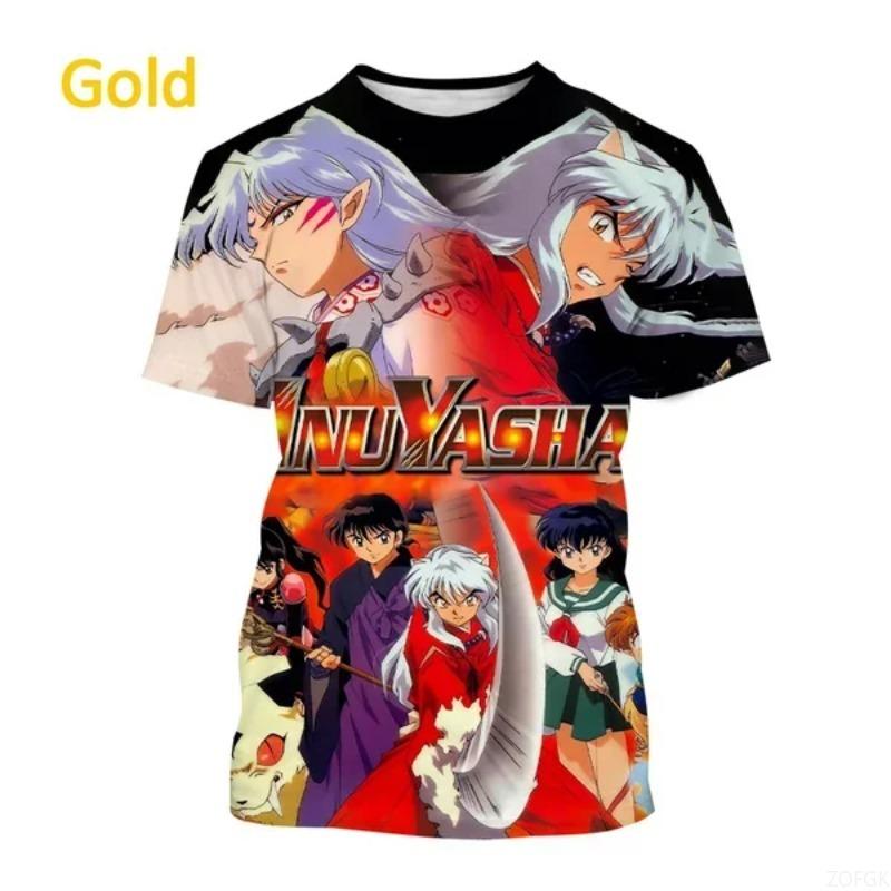 Summer Anime Inuyasha 3D Printing Personalized T-shirt Men and Women Japanese Harajuku Style Casual Round Neck Short-sleeved