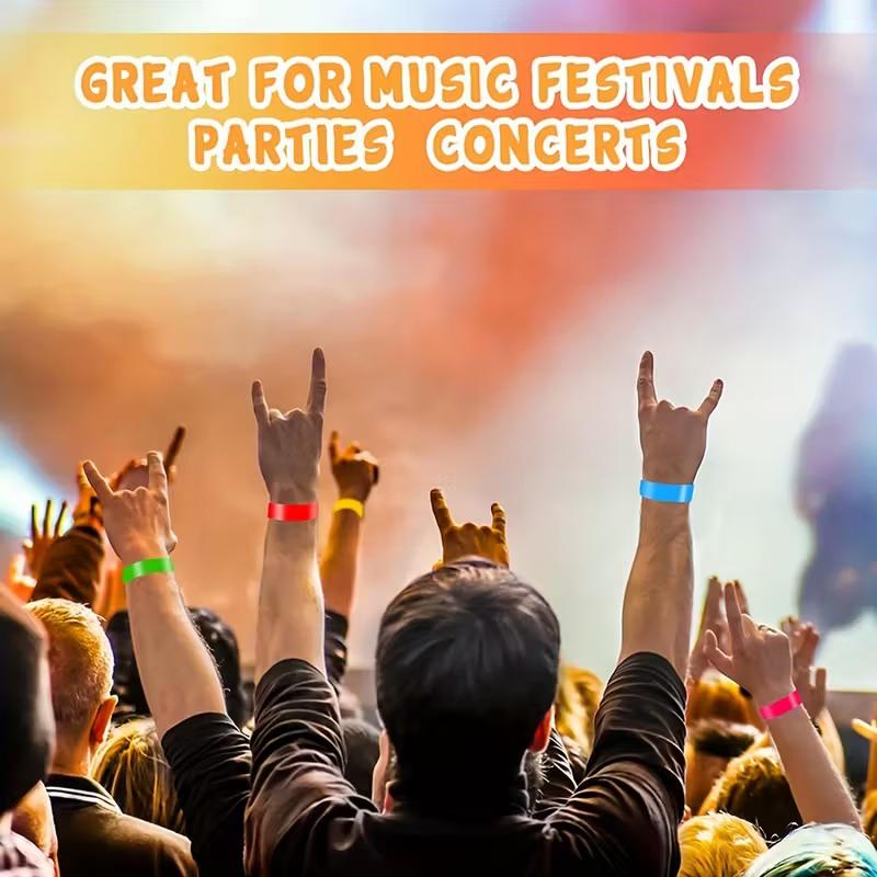 50/100 Pièces Bracelets en Papier à Rayures Néon Imperméables Fluorescents Jetables de Sécurité Pour Concerts, Fêtes, Événements