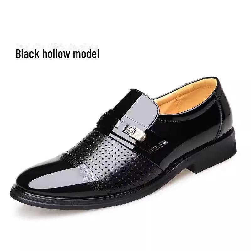Men's Spring & Autumn Perforated Formal Leather Shoes with Plus Velvet Lining