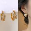 Accessible Luxury Unique Golden Serpentine Niche Earrings Female Zircon