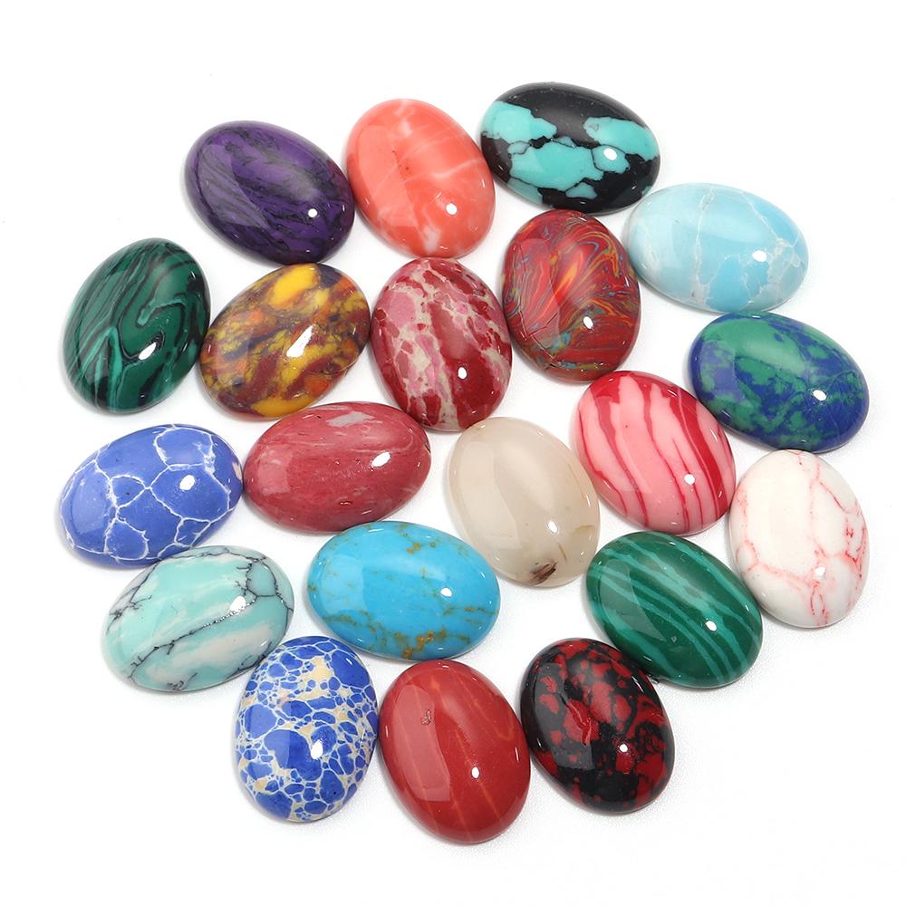 10pcs Synthetic Turquoise Cabochon Beads Oval Flat Back Cabochon Loose Beads For DIY Jewelry Making Pendants Ring Accessories